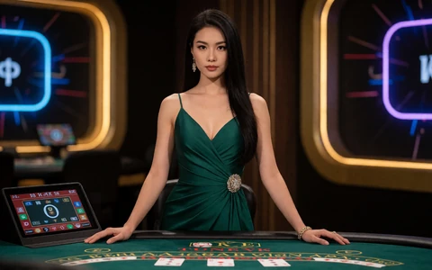 Live-Dealerin am Baccarat-Tisch im Ezugi-Studio des 30bet Live Casino